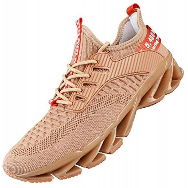 DUORO Mens Athletic Running Shoes Mesh Lightweight Sneakers Breathable Stylish Athletic Gym Shoes Casual Tennis Sport Shoes for Workout Walking 1387-apricot