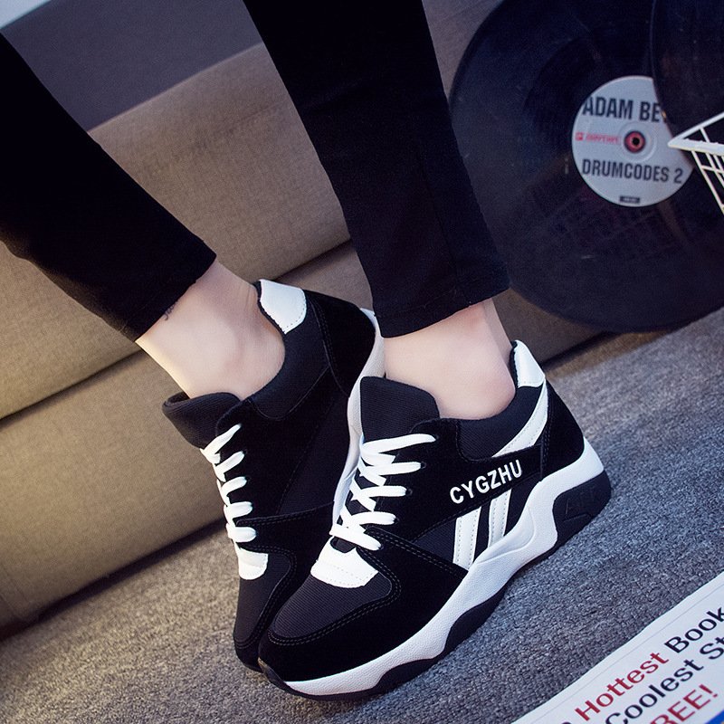 2021 four seasons new color matching sports shoes casual shoes female student board shoes platform platform shoes forrest travel 625