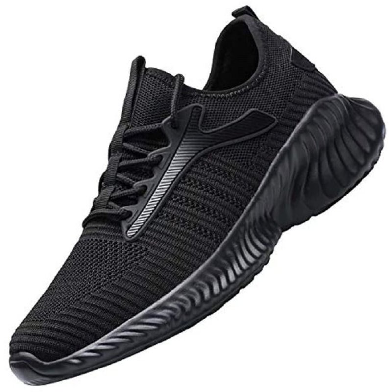 Mevlzz Mens Running Shoes Slip on Walking Shoes Fashion Breathable Sneakers Mesh Soft Sole Casual Athletic Lightweight Z197-black